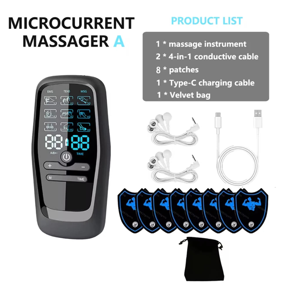 TENS EMS Electric Pulse Massager Physiotherapy Electrical Nerve Muscle Stimulator Electro Stimulator Low Frequency Body Massage Device Shaping Sports Fitness Sets Health Care Supplies