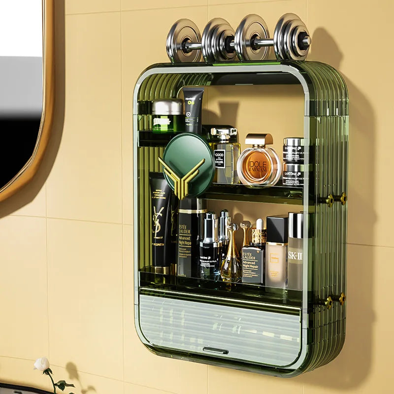 Bathroom Wall Shelf Multifunctional Double-Layer Make Up Organizer Storage Rack  Plastic Desk Shelf Cosmetic Sundries Organizer