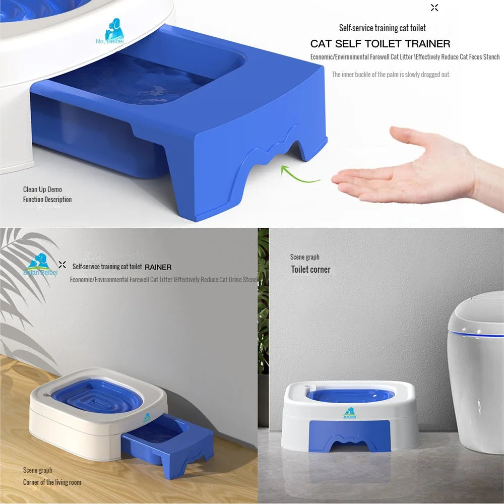 Self-service Training Cat Toilet,Pet Litter Box Dog Toilet Cat Litter Potty Waterproof Foldable Cat Litter Cleaning Supplies