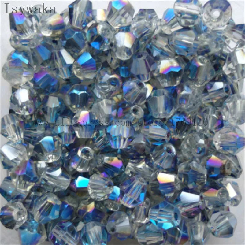 33 Colors 100 PCS Set Blue Multicolor 4mm Bicone Austria Crystal Beads Charm Glass Beads Loose Spacer Bead for DIY Jewelry Making Apparel Accessories Tools Set