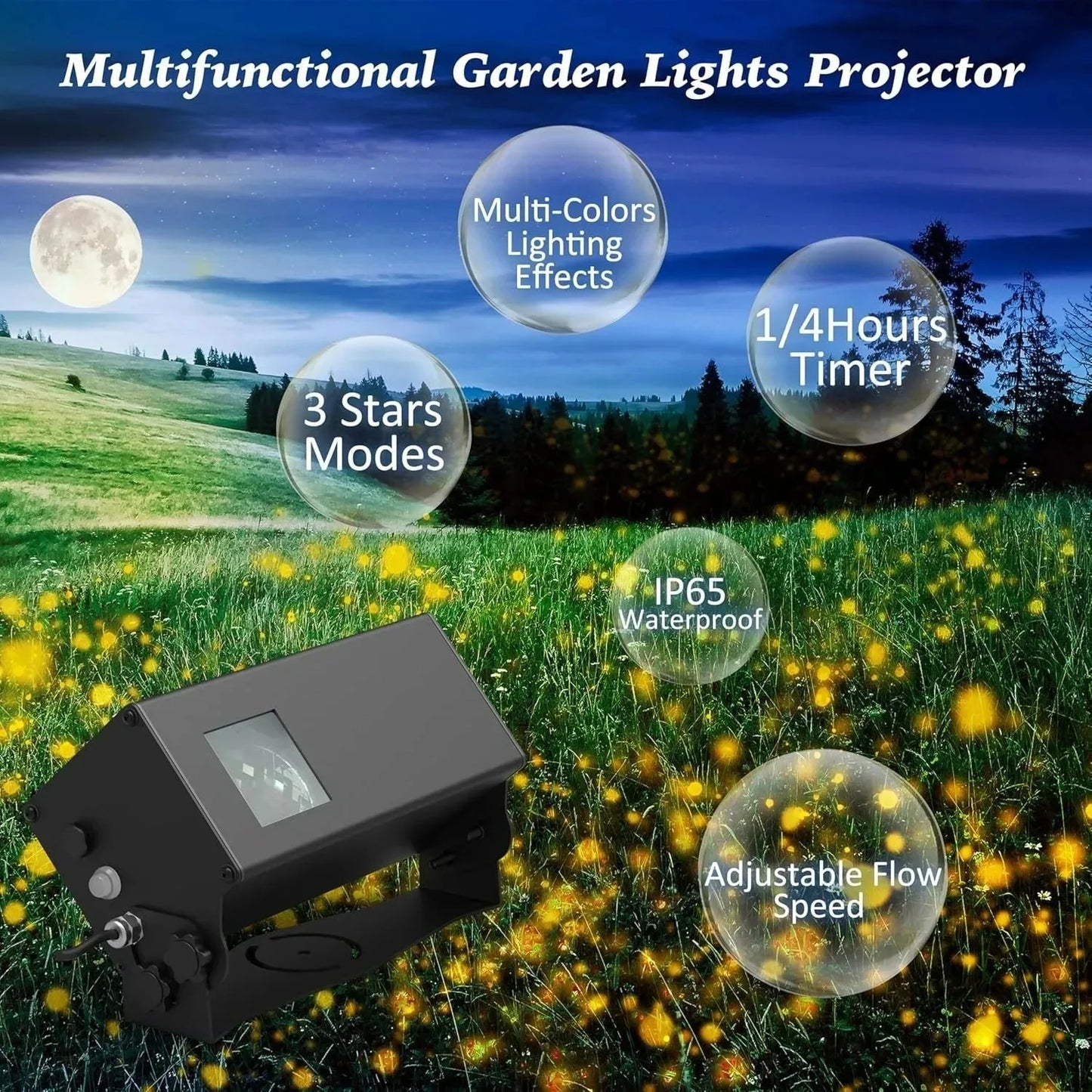 For Home Villa Dynamic Colorful Firefly Projection Lamp with Remote Control Light Adjustment Outdoor Waterproof Courtyard Lawn Garden Landscape Projector Lights System