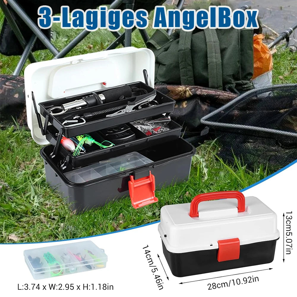 3 Layers 213 PCS Set Professional Fishing Tackle Box with Fishing Lures Kit Fishing Accessories Set Baits Hook Jig Gear Fishing Tool Case Gift