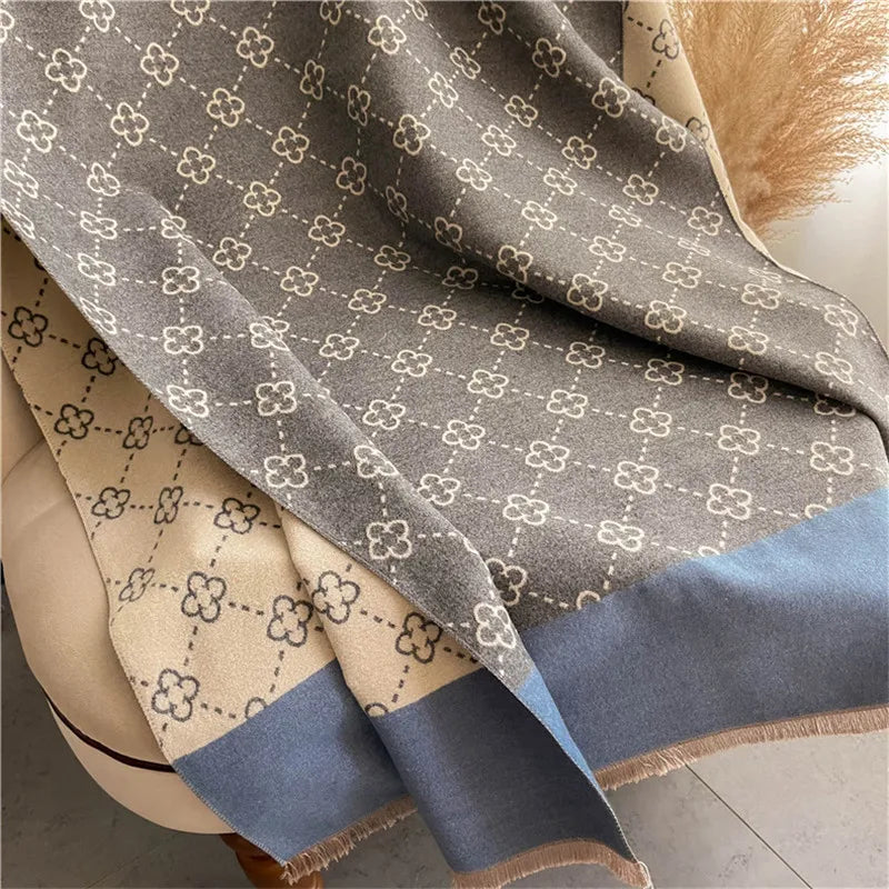 Cashmere Brand Warm Poncho Shawl Scarf Luxury Print Thick Pashmina Winter Blanket Wraps Bufanda Casual Hijab Stoles Echarpe