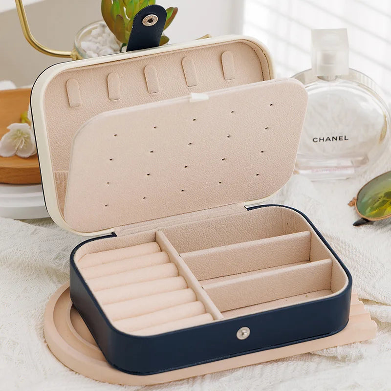 NEW Arrivals 10 Colors Double-Layer Leather Luxury Jewelry Box Gold Ring Box Jewelry Boxes and Packaging Necklace Earring Jewelry Storage Organizer and Makeup Case