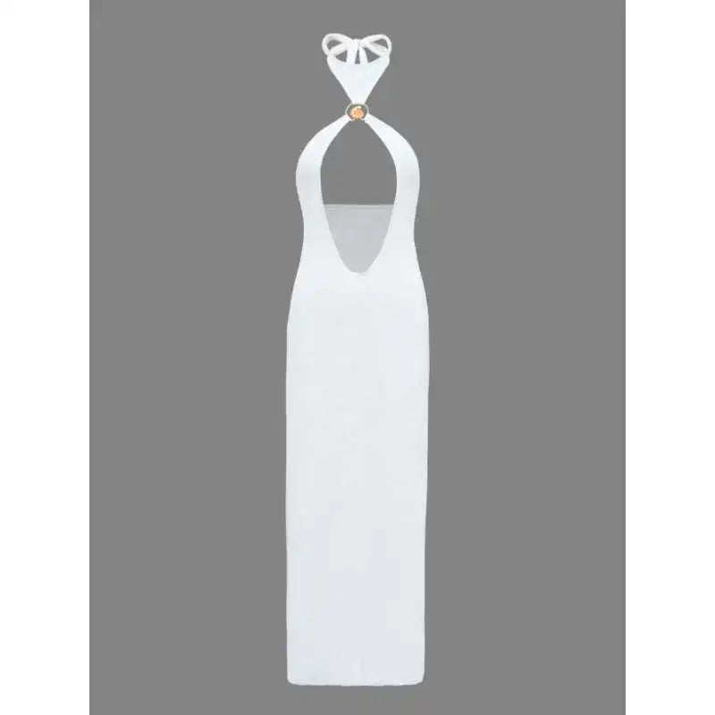 S-XL Sexy One-Piece Swimsuit Hanging Neck Dress See Through Cover Up Slim Long Backless Beach Vacation Crossbody Swimwear Women Bathing Apparel Supplies