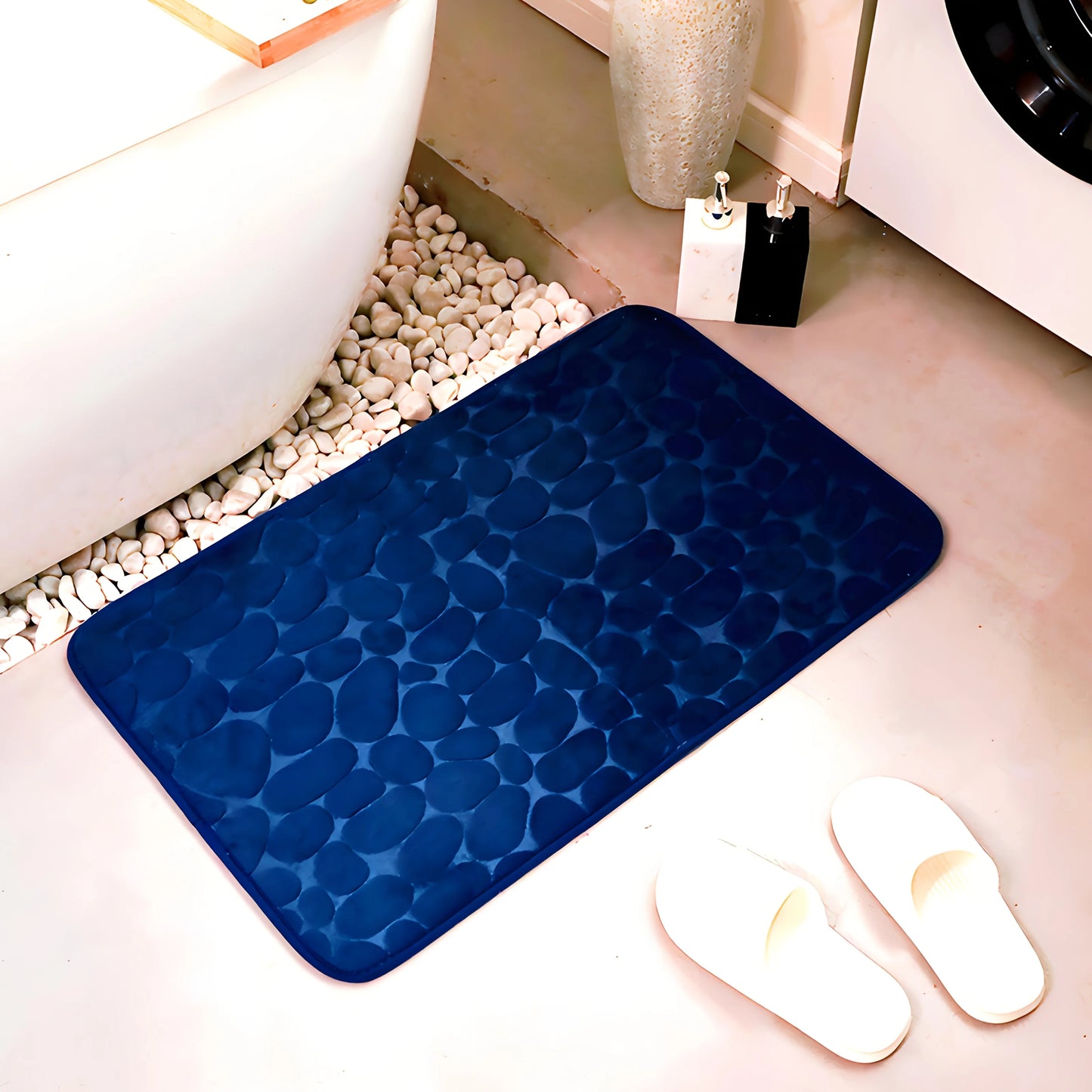 3D Memory Foam 40x60CM 50X80CM Thickened Bathroom Foot Massage Mat Fiber Carpet, Bathroom Kitchen Living Room Anti Slip Mat, Pebble Floor Mat, Household Non-Slip Entry Mat ﻿Bathroom Accessories