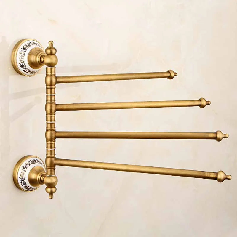 NEW Arrivals Luxury Antique Brass Movable Towel Bar - Heavy Duty Wall Mounted Towel Holder for Bathroom & Kitchen