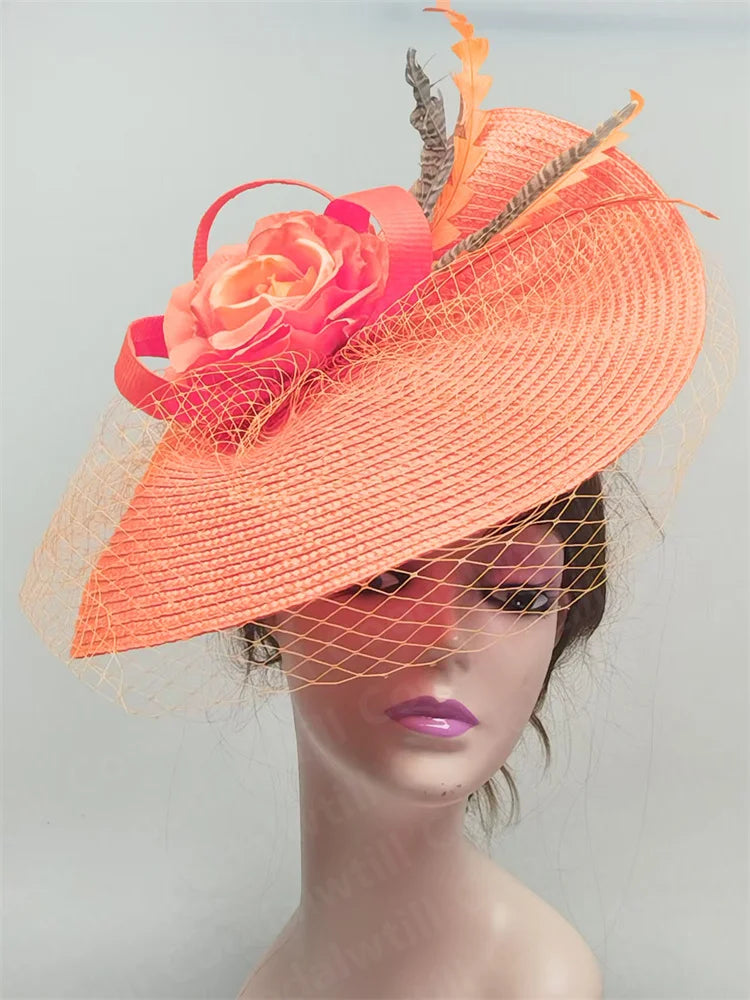 NEW Arrivals 16 Colors Straw Flower Fascinators Hat Veils Pillbox Cap Women Formal Dress Wedding Headpiece With Flower Chapeau Cap Tea Party