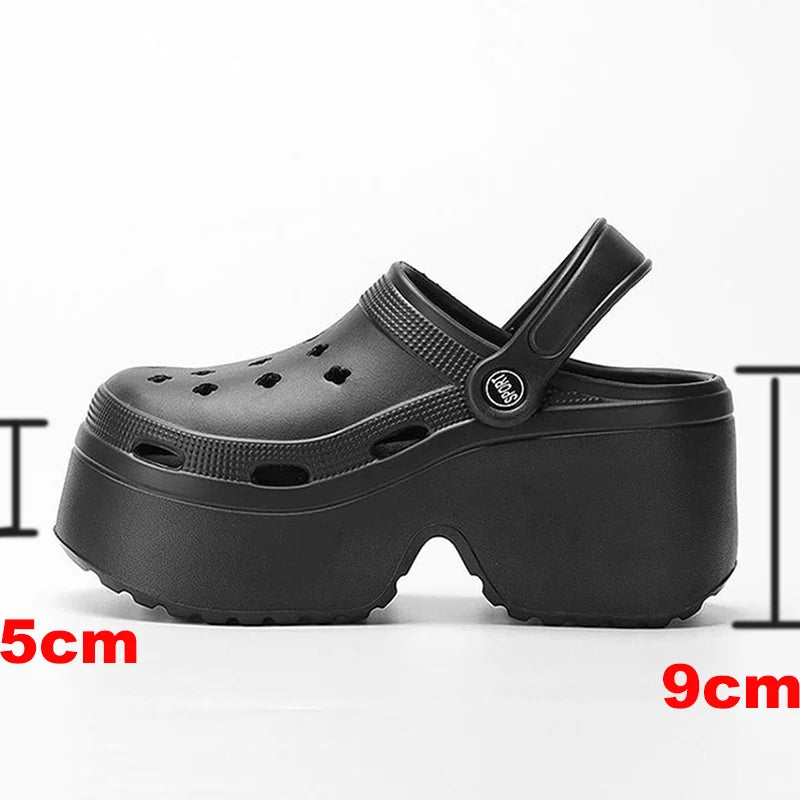 Thick Bottom Clogs Sandals for Women Closed Toe Chunky Platform Slippers Woman Summer Super High Wedge Heels Sandals Female