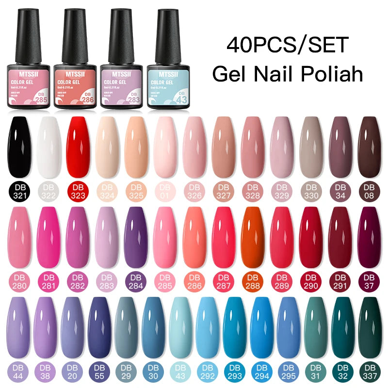 NEW Arrivals 24/40.120PCS Set Colors Gel Nail Polish Set Semi Permanent Hybrid Gel Varnish Set Base Top Coat Soak Off UV LED Nail Gel Kits Manicure Pedicure Accessories Nail Care Tools Sets Cosmetic Supplies