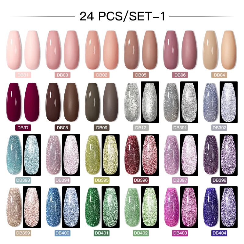 NEW Arrivals 24/40.120PCS Set Colors Gel Nail Polish Set Semi Permanent Hybrid Gel Varnish Set Base Top Coat Soak Off UV LED Nail Gel Kits Manicure Pedicure Accessories Nail Care Tools Sets Cosmetic Supplies