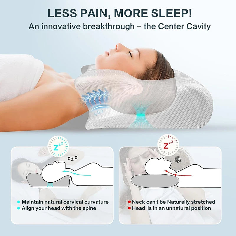 NEW Arrivals Memory Foam Cervical Pillow, 2 in 1 Ergonomic Contour Orthopedic Pillow for Neck Pain, Contoured Support Pillows, Neck Pillow