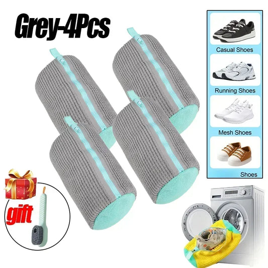 NEW 4pcs Set 3 Colors Laundry Bag Shoe Washing Net Washing Bag Padded Net Laundry Shoes Household Machine Washing Shoes Bags Drying Bags