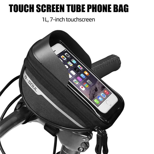 Bike Bag 1L Frame Front Tube Cycling Bag Bicycle Waterproof Phone Case Holder 7 Inches Touchscreen Bag Accessories