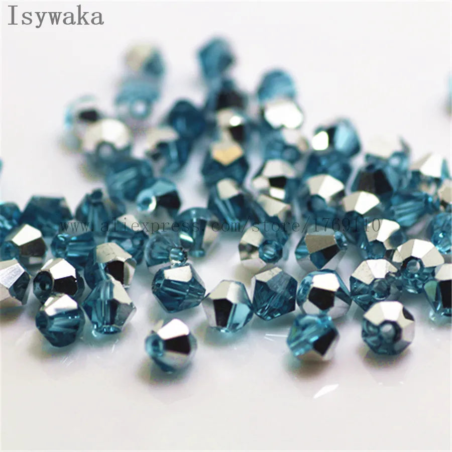 33 Colors 100 PCS Set Blue Multicolor 4mm Bicone Austria Crystal Beads Charm Glass Beads Loose Spacer Bead for DIY Jewelry Making Apparel Accessories Tools Set