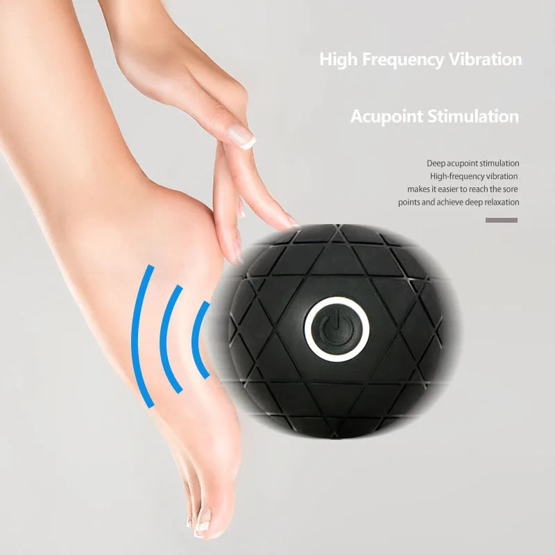 Sports Yoga Vibrating Magic Massage Ball High Intensity Pressure Roller Electric Rechargeable Muscle Relaxation Indoor Fitness Equipment