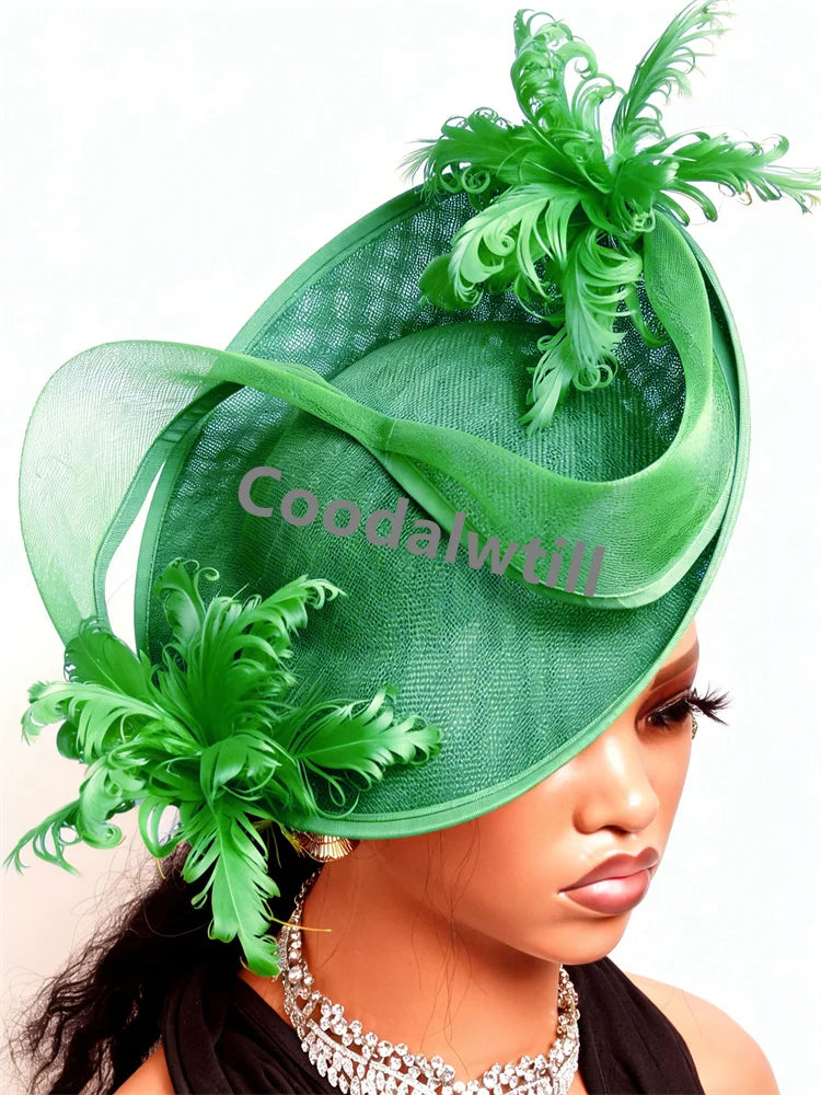 21 Colors Royal Ascot Horse Racing Women Femme Luxury Fascinator Kentucky Ladies Tea Cocktail Derby Headpiece Feather Fancy Opera Concerts Red Carpet Bride Wedding Hats Apparel Accessories