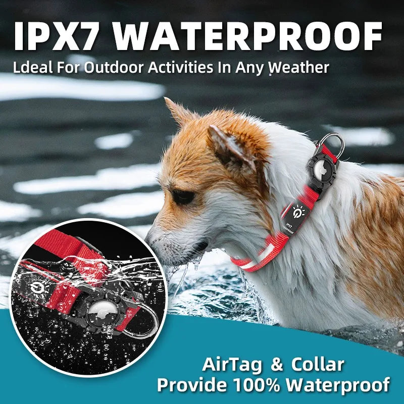 For Apple Air Tag GPS Finder Led Dog Collar Waterproof Light USB Chargeable Luminous Collar Pet For Apple Air Tag Tracker Case