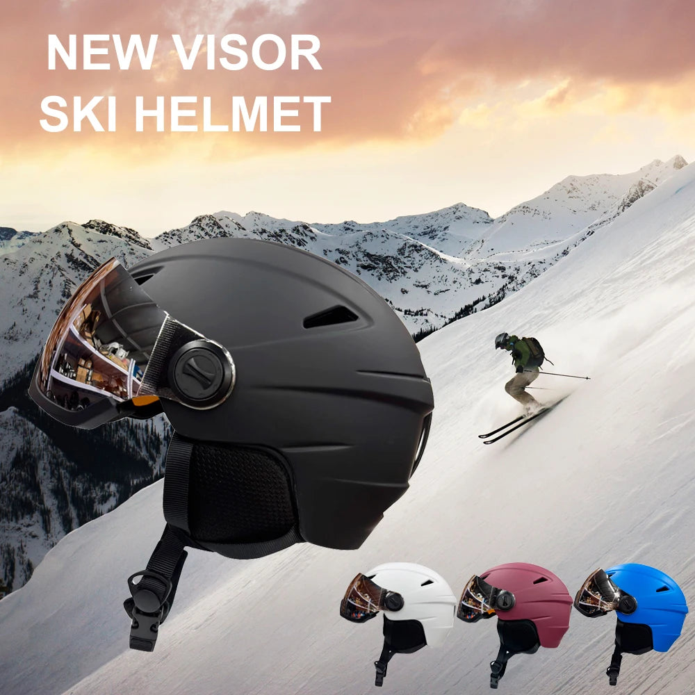 Professional Skiing Helmet with Goggles Integrally-Molded PC+EPS High-Quality Ski Helmet Outdoor Adult Sport Ski Snowboard Skateboard Helmets Winter Sport Accessories