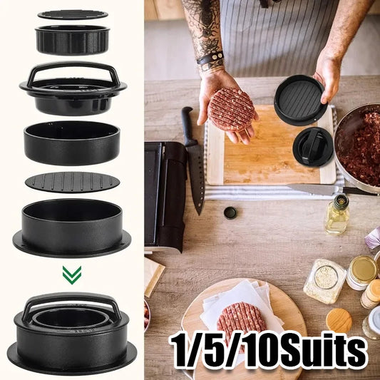 NEW Set Non Stick Hamburger Meat Press Maker Round Shape Stuffed Burger Patties Beef Grill Pie Press Mold Kitchen Accessories