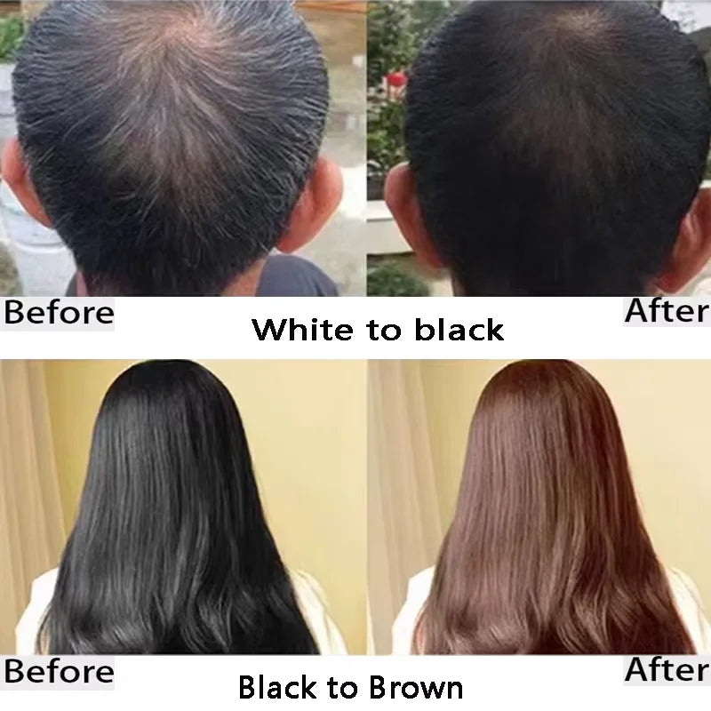 NEW 10PCS Set Natural Herbal Korean Hair Dye Shampoo 3 in 1 Change Hair Color Gray Hair to Dark Brown Black Deep Nourishing Fashion Hairs Care 100ml Women Men Hair Care Supplies