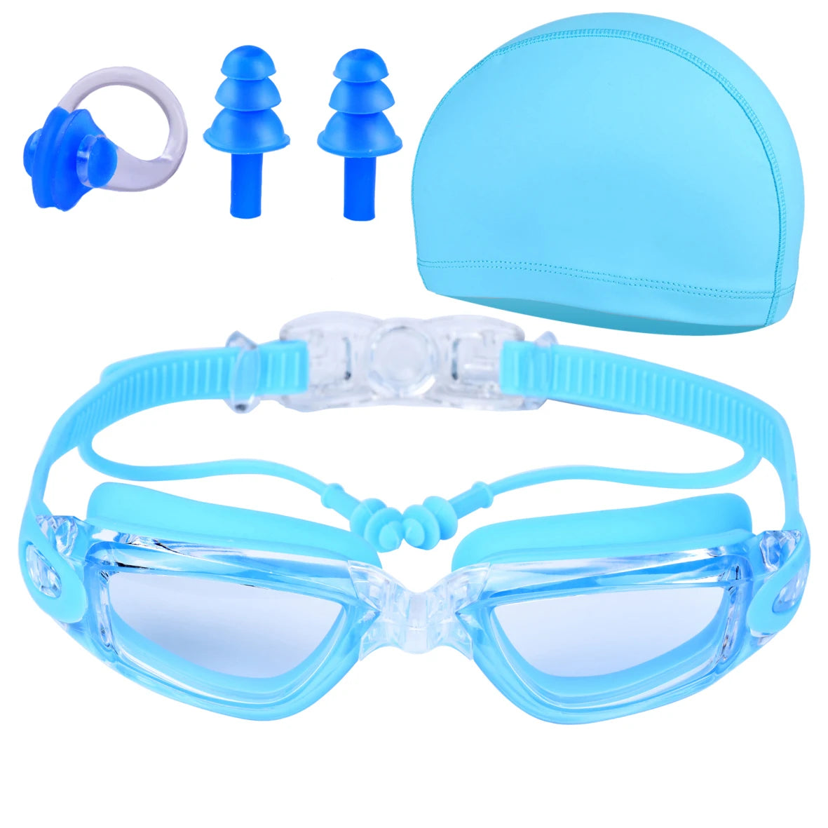 NEW Adult Swimming Goggles + Swimming Goggles + Ear Plugs Set  Waterproof Fog-Proof High-Definition Summer Beach Swimming Goggles Water Pool Diving Swimming Equipment Cap Set