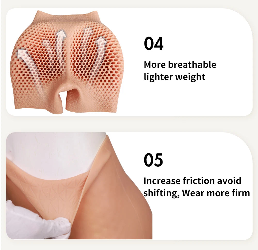 S - L Size 5 Point Pants Silicone Buttock Thick Hips Fake Buttocks Panties Enlarger Enhancement Butt Pants Silicone Buttock Cosplay Drag Queen Women Men Underwear
