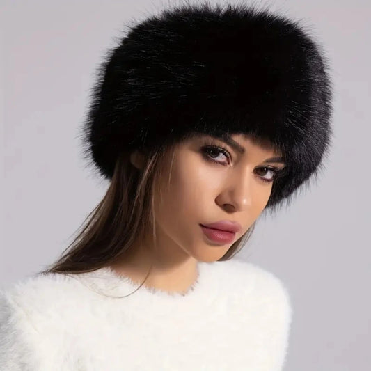 Winter lmitation Fur Thickened Hat Without Top Hat, BreathableComfortable Outdoor Travel Brimless Hat