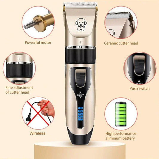 Cordless Rechargeable Professional Dog Clipper Dog Hair Clippers Grooming (Pet/Cat/Dog/Rabbit) Haircut Trimmer Shaver Set Pets