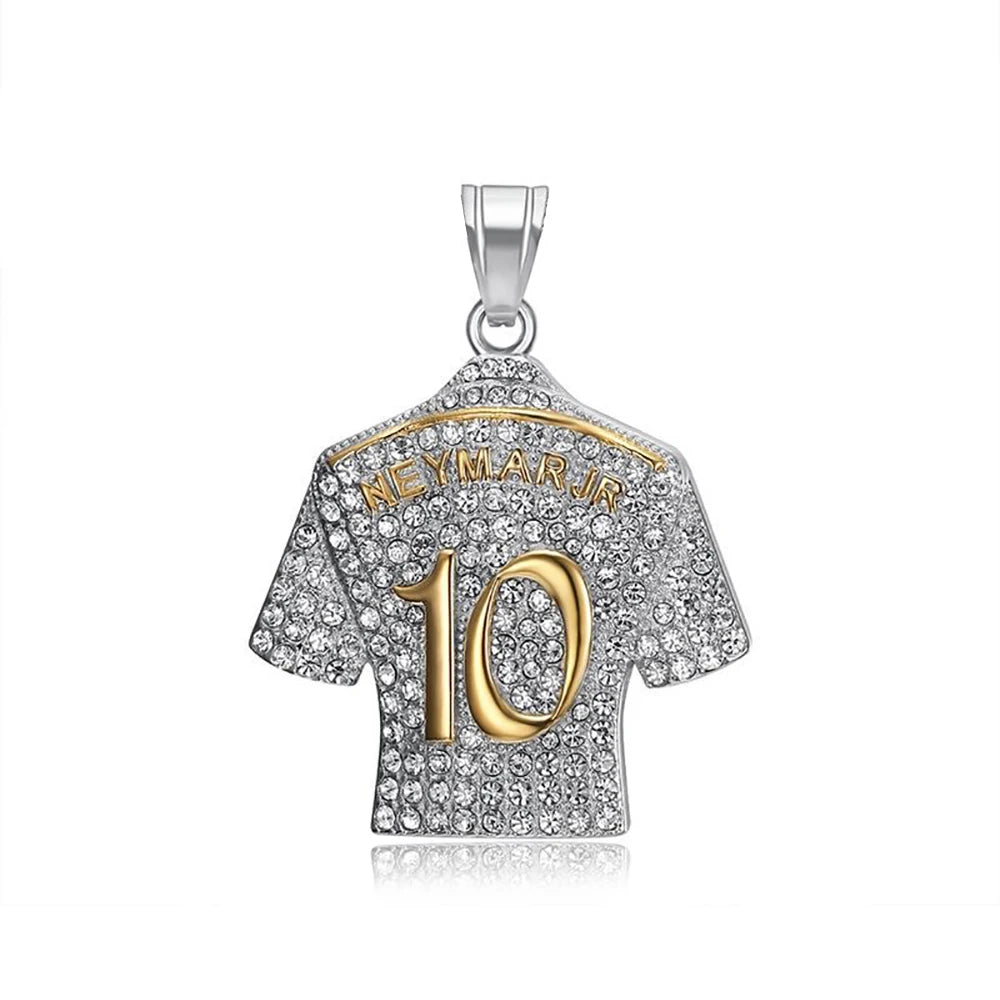 Fashion Football Jersey Messi Cristiano Ronaldo Neymar Mbappé Harland Rhinestone Necklaces + 60cm Gold Chain Men Stainless Steel Soccer Fans Hip Hop Jewelry Accessories
