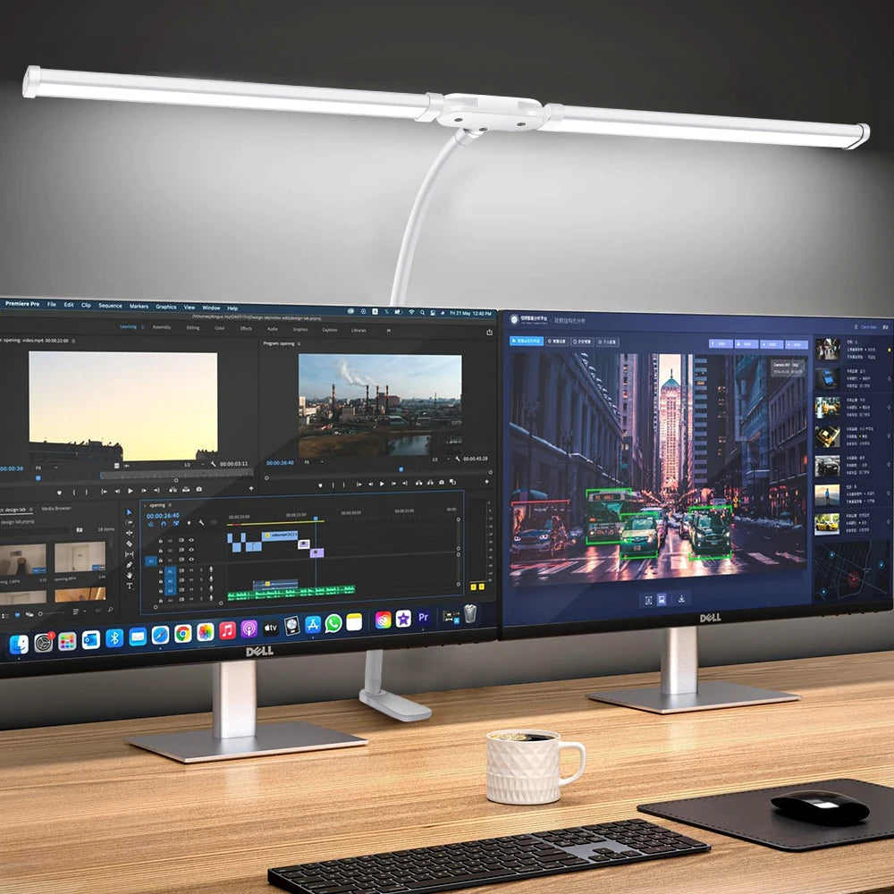 LED Desk Lamp with Clamp Swing Arm Desk Lamps Eye-Caring Dimmable Desk Light with 3 Color Modes and 10 Dimmable LED Table Lights