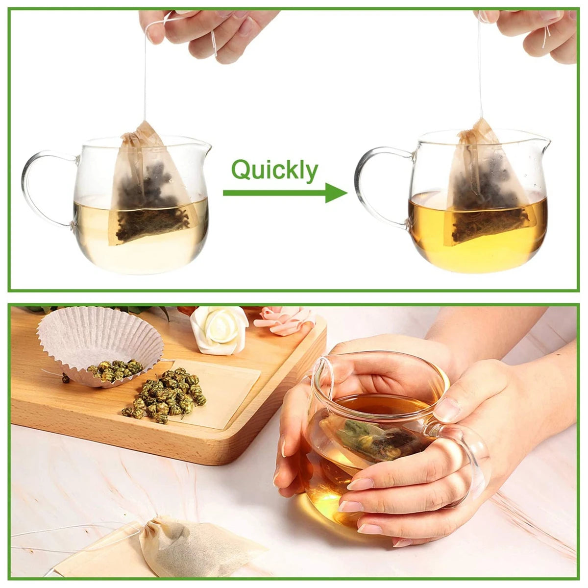 500 PCS Set Pack Tea Bags for Loose Leaf Tea Disposable Tea Bags Empty Tea Bags with Drawstring Natural Wood Pulp Tea Filter Infuser