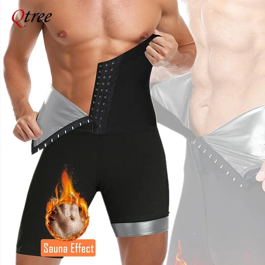 NEW Arrivals S-5XL(100Kg+) Plus Size Slimming Body Shaper Men Tummy Control Shorts Lose Weight Thermal Sauna Sweat Half Pants Burns Fat Abdomen Reducer Fitness Sports Apparel Supplies