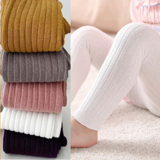 NEW Arrivals 0-5 Years Girls Pantyhose Baby Footless Cotton Leggings Infant Autumn Trousers Toddler Knitted Ribbed Tights Solid Stretch Bottoms
