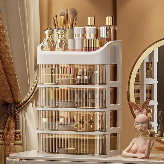 NEW Arrivals 3-5 Layers Luxury Cosmetic Storage Box Large Capacity Dustproof Makeup Organizer for Skincare Masks Lipsticks Accessories Women Cosmetic Supplies