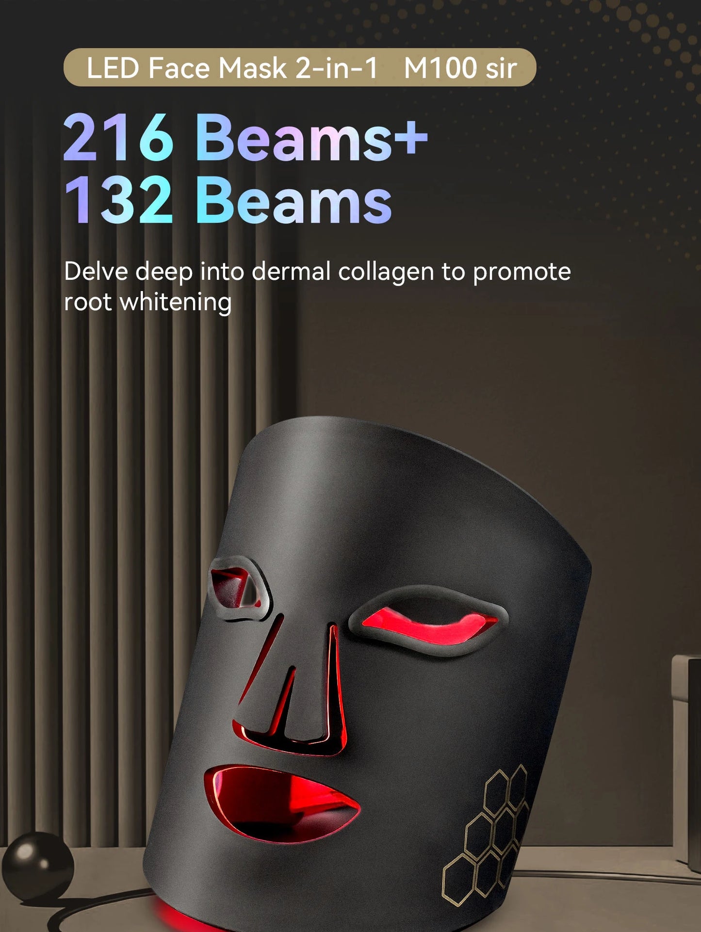 NEW NIR Korean LED Face + Neck Mask Near Infrared Face Neck SPA Therapy Mask 216+132 Beams Skin Rejuvenation Beauty Device Women Skin Care Accessories Korean Cosmetic Products