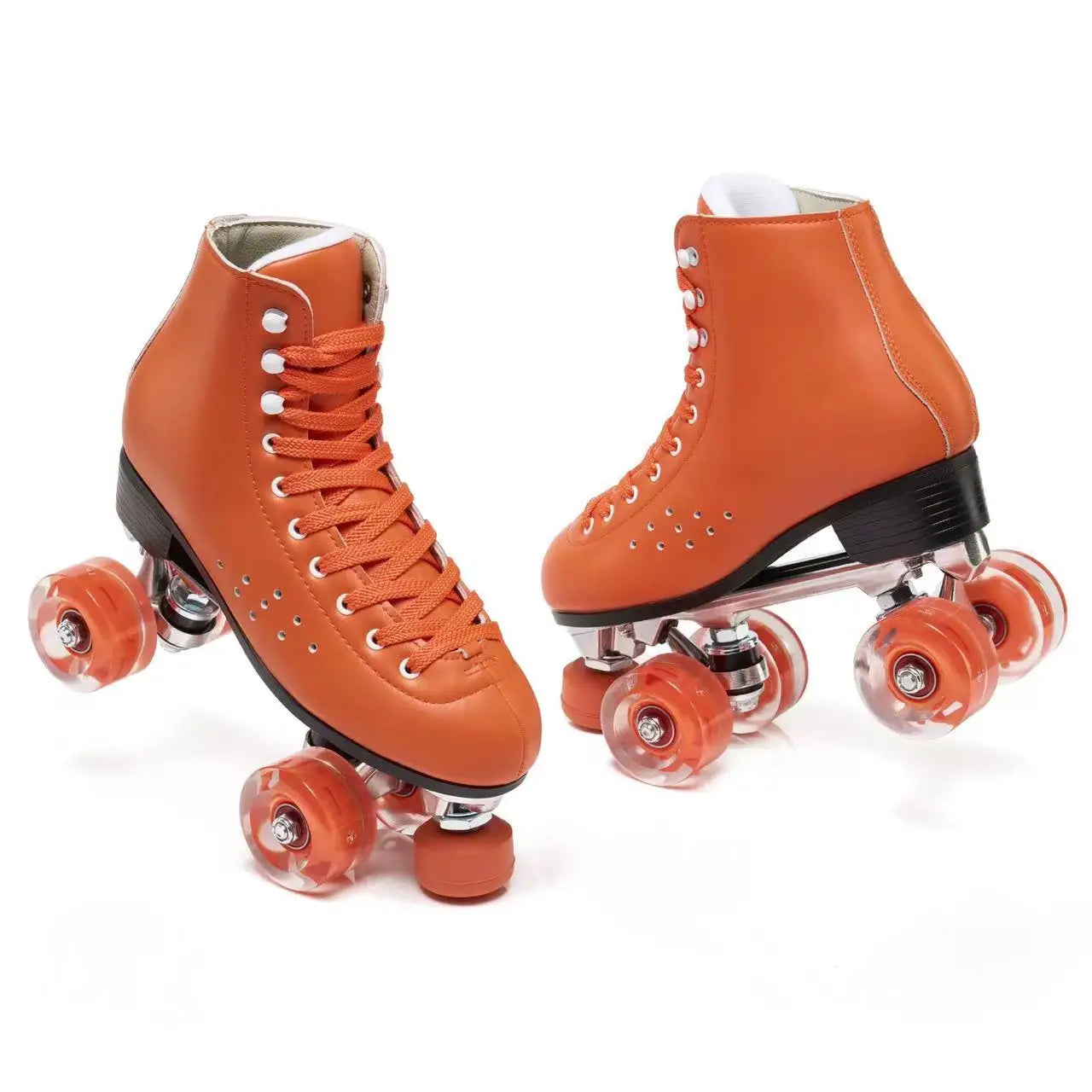 Microfiber Leather Adult Double Row Roller Skates Rink Aluminum Base Bracket Adjustable Large Brakes Sliding Quad Sneakers