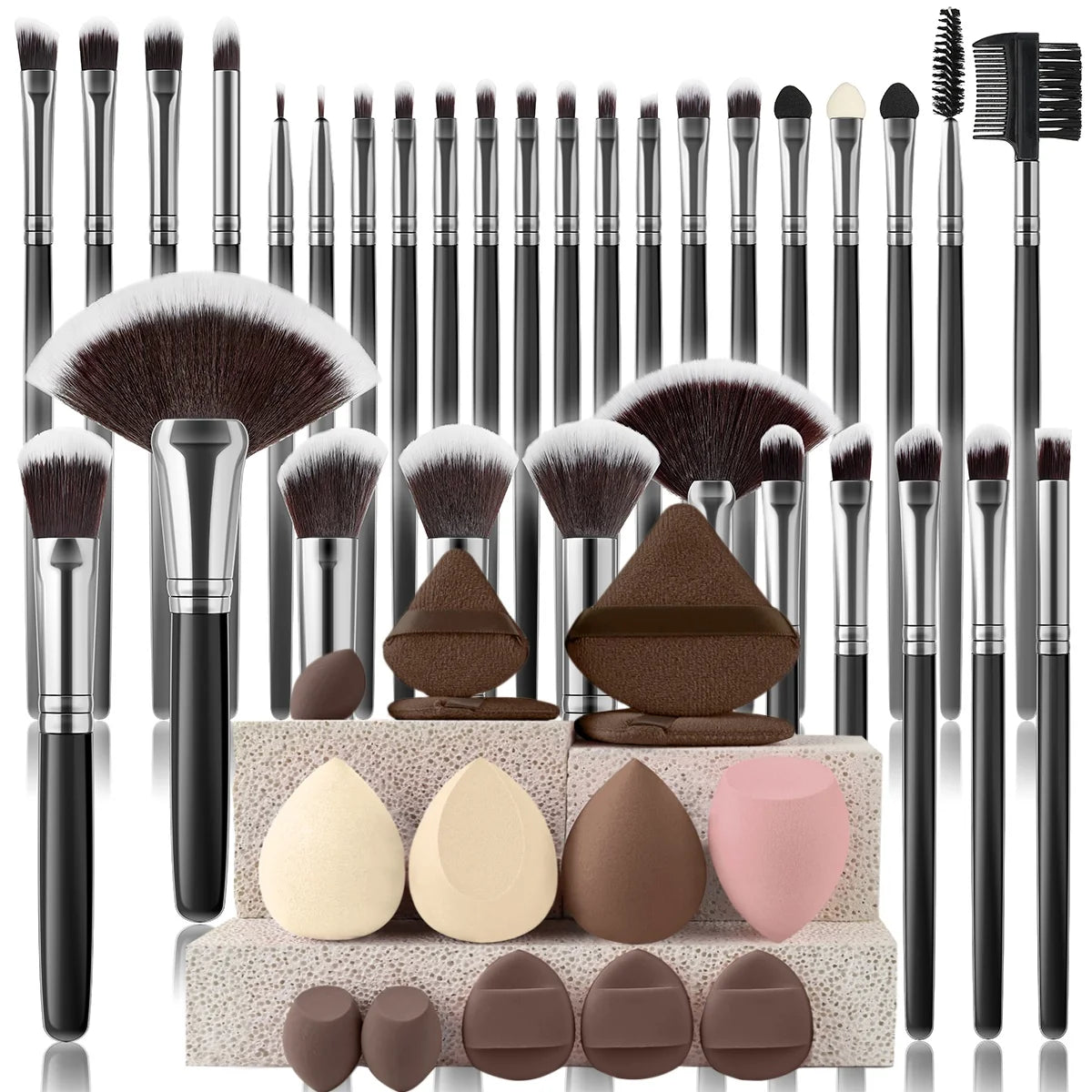 32 PCS Set 27 Colors  Professional Makeup Brush Set Cosmetic Tools for Powder Eye Shadow Foundation Blush Blending Beauty Makeup Brush Kit for Makeup Starters Women Cosmetic Tool Sets