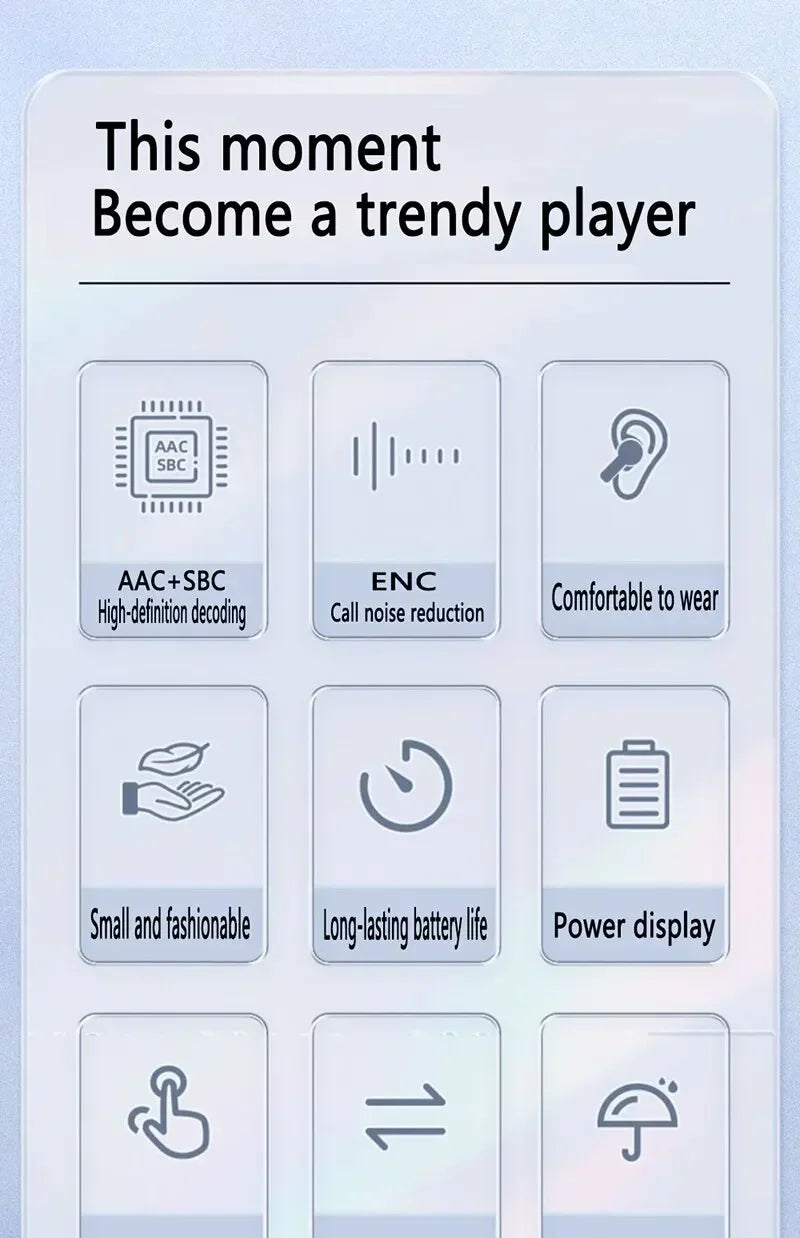 NEW Arrivals Original T2 Wireless Bluetooth Black Earphone Transparent HI-FI 2 Drivers Headphones LED Power Digital Display Stereo Sound Earphones for Xiaomi