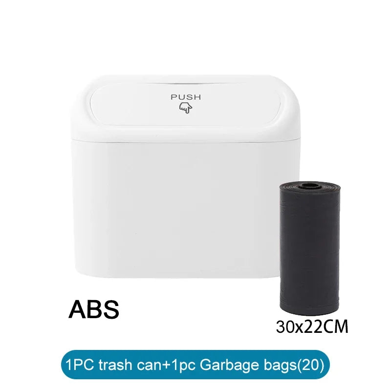 NEW Blue/White Color Car Trash Can (with Lid) Contains 60 (300) Garbage Bags, Small Car Trash Can, Leak-Proof Mini Car Cleaning Accessories