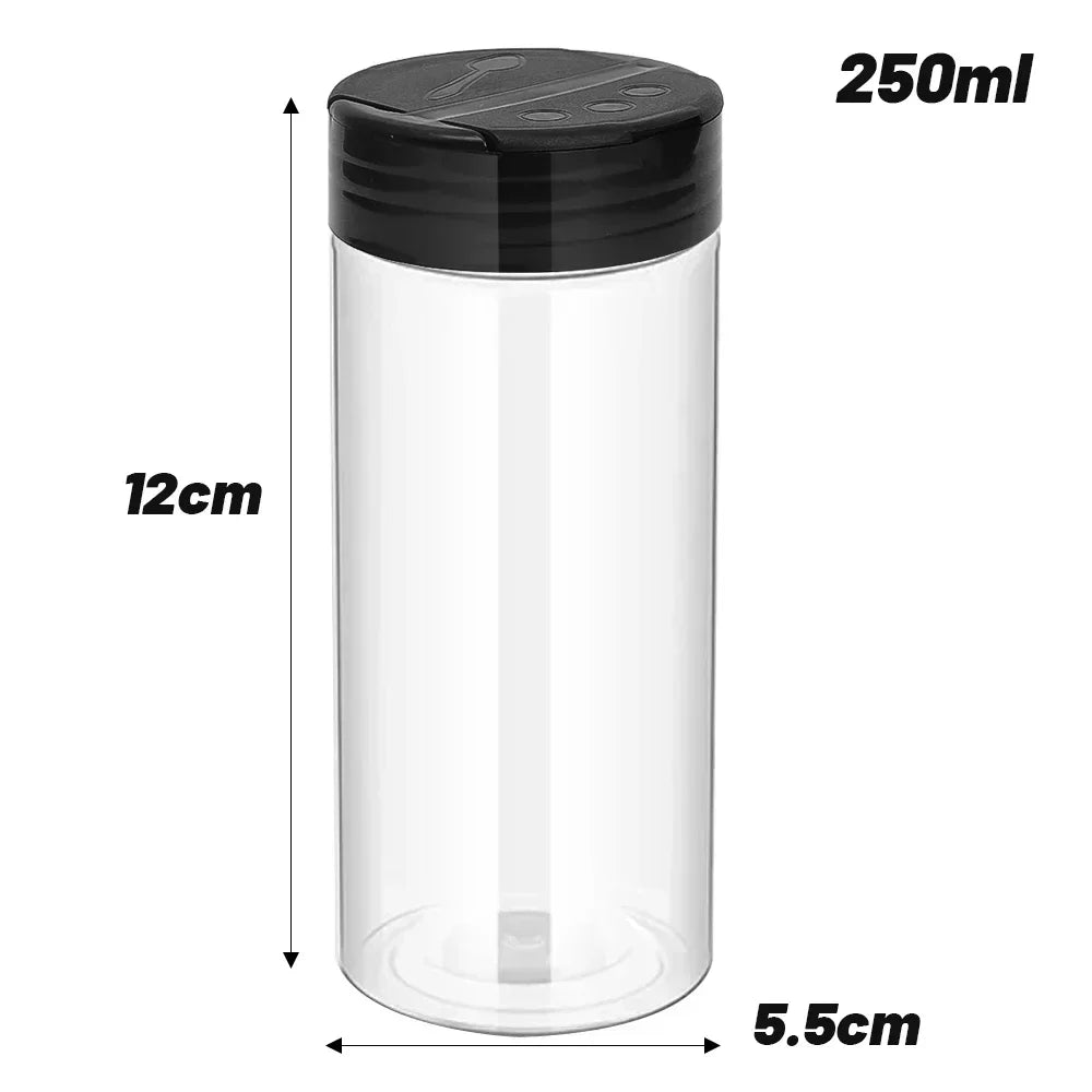 NEW 100ml 6 PCS Set Plastic Spice Jars with Shaker Lids Transparent Safety Plastic Bottles for Home Kitchen Storing Spices Seasoning Powders Jars Home Barbeque Kitchenware Supplies