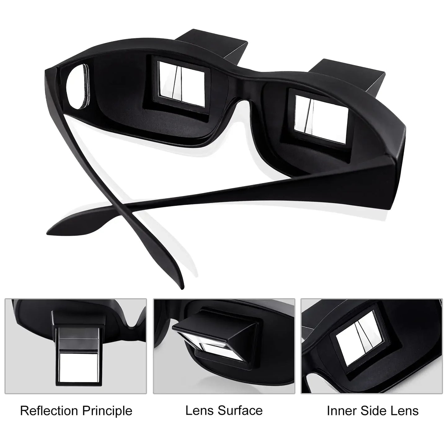 Lazy Eyeglasses Lazy Reading Glasses Prismatic Periscope Horizontal Glasses Lying Down Bed Reading Watching HD Readers Glasses