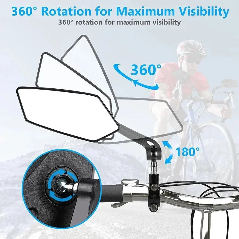 NEW Arrivals 1PCS Right Left Bike Rear View Mirror Reflector Adjustable Rotatable Handlebar Mirror Clear Rearview Electric Scooter Cycling Bicycle Accessories