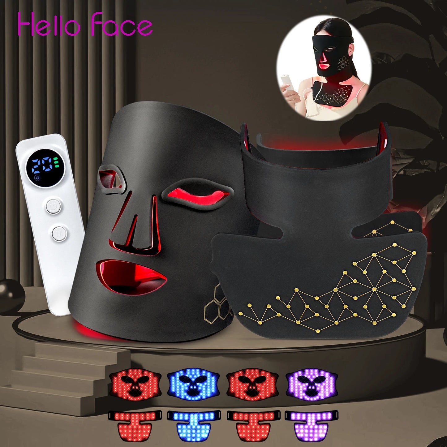 NEW NIR Korean LED Face + Neck Mask Near Infrared Face Neck SPA Therapy Mask 216+132 Beams Skin Rejuvenation Beauty Device Women Skin Care Accessories Korean Cosmetic Products