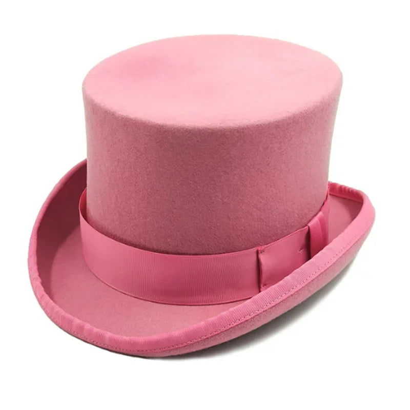 NEW Arrivals British President Men Luxury Top Hat Presidential High Hat British jazz Top Multi-Colors Hats Gentleman Evening Wedding Party  Flat Felt Hat Formal Tuxedos Costume Apparel Accessories Male Luxury Fashion Clothing