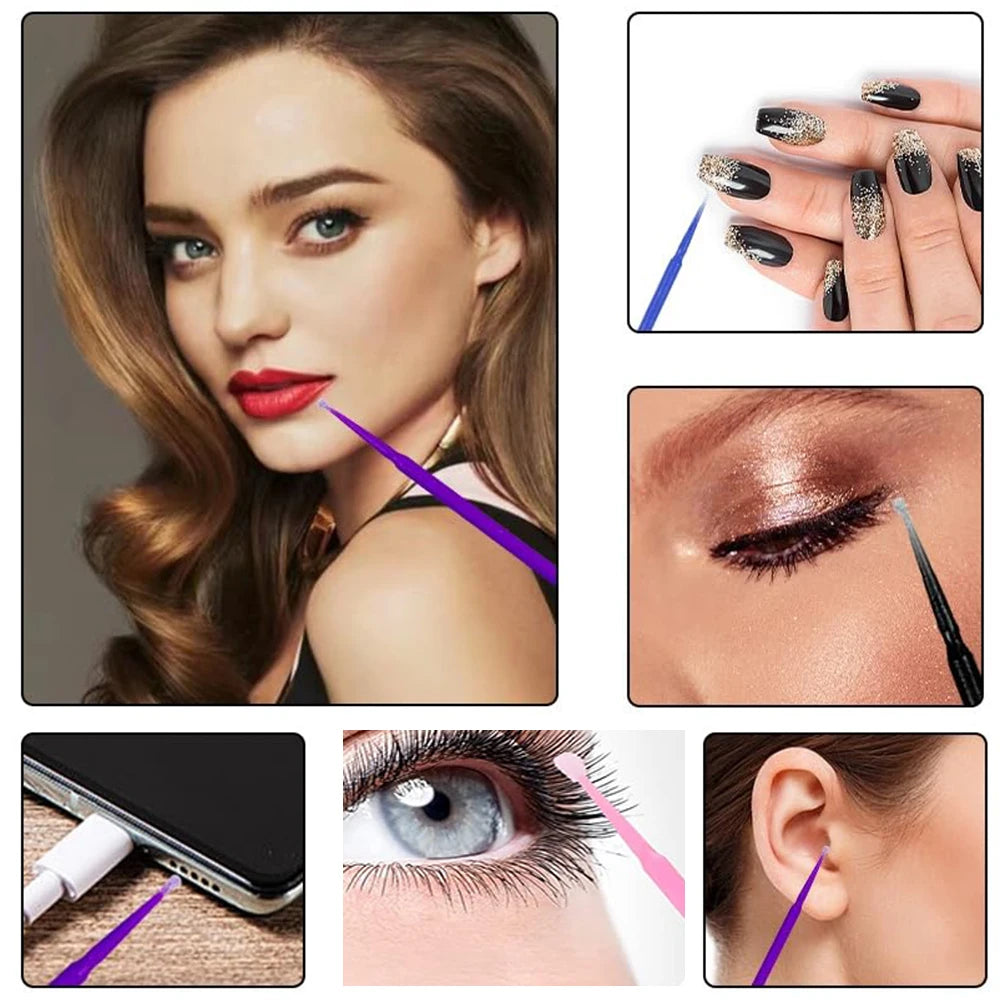 500/1000PCS 4 Colors Eyelash Wool Fiber Cleaning Brush Highly Colorful Crystal Brush Eyelash Micro Brush Beauty Makeup Clean Remover Tool Women Cosmetic Accessories