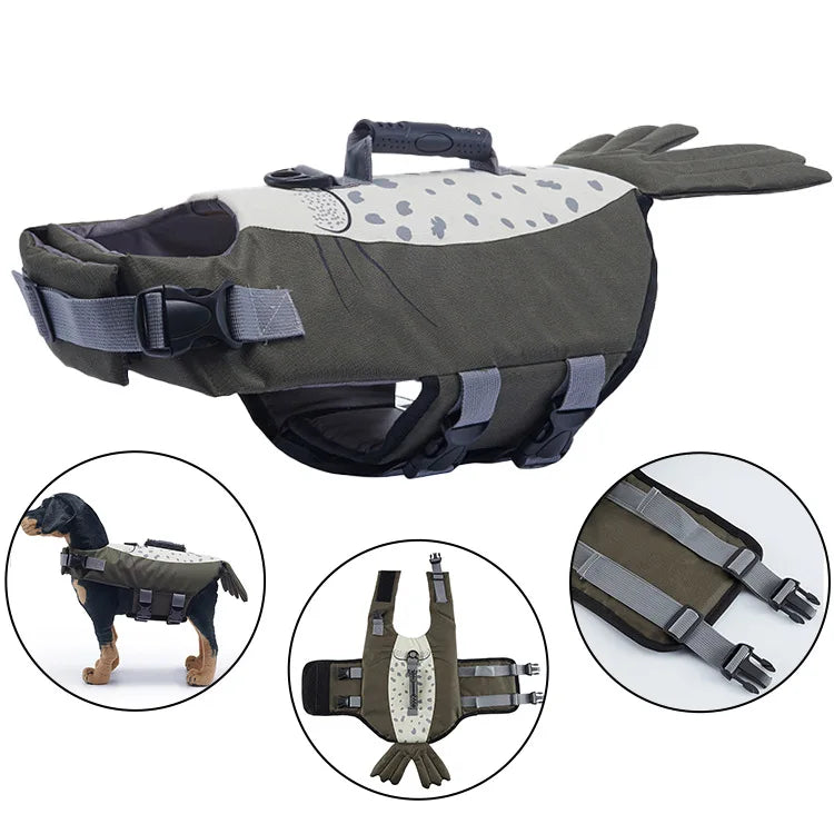 12 Colors Top Quality Dogs Life Jacket for Small Medium Large Dogs Swim Boating Flotation Vests High Buoyancy Shark Pet Swim Safety Vest Pets Apparel Supplies