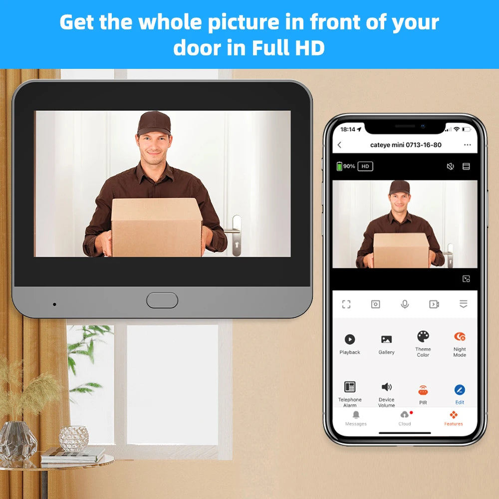 NEW Arrivals Alexa Google Two Way Audio 3MP TUYA  Smart Life APP 2.4Ghz 128G Wi-Fi Digital Magic Eye Door Viewer Battery Peephole Camera 4.3inch Screen Monitor Home Office Security Supplies