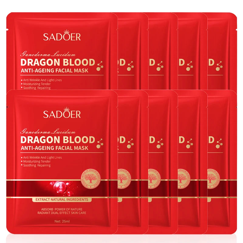 5 PCS Set Dragon Blood Facial Masks for Face Moisturizing Anti-Aging Hydrating Face Mask Facial Skin Care Products