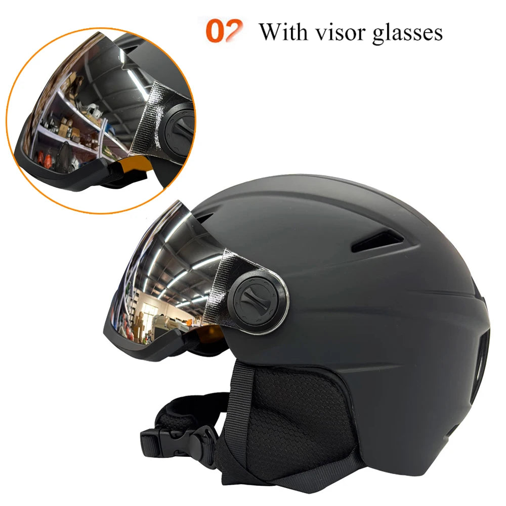 Professional Skiing Helmet with Goggles Integrally-Molded PC+EPS High-Quality Ski Helmet Outdoor Adult Sport Ski Snowboard Skateboard Helmets Winter Sport Accessories